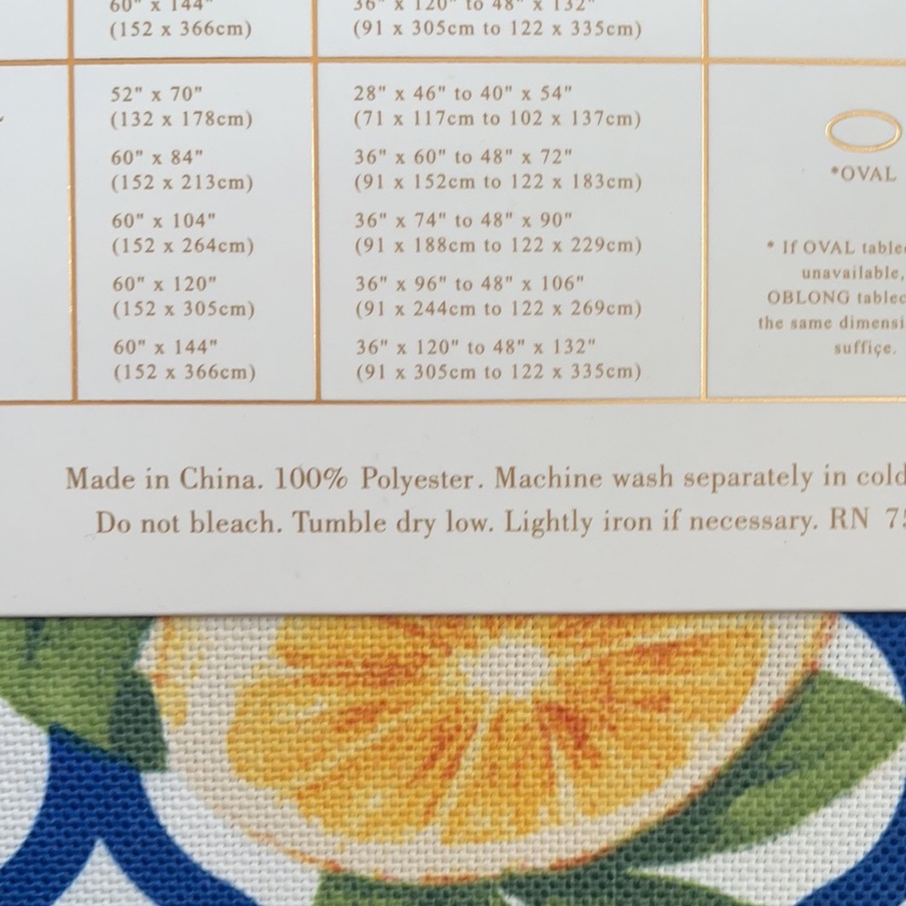 House & Garden Lemon Print Tablecloth Yellow Blue Multicolor 60”x 104” - Picture 3 of 3